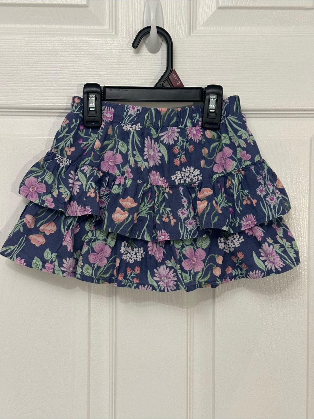 jumping beans Navy Tiered Skirt with Pink & Green Floral size 4T 100% cotton